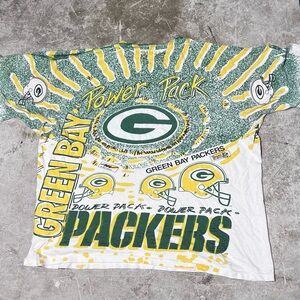 1990's Vintage Green Bay Packers Magic Johnson AOP All Over Print T-Shirt XL